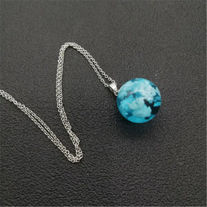 Chic Transparent Resin Rould Ball Moon Pendant Necklace Women Blue Sky White Cloud Chain Necklace Fashion Jewelry Gifts for Girl