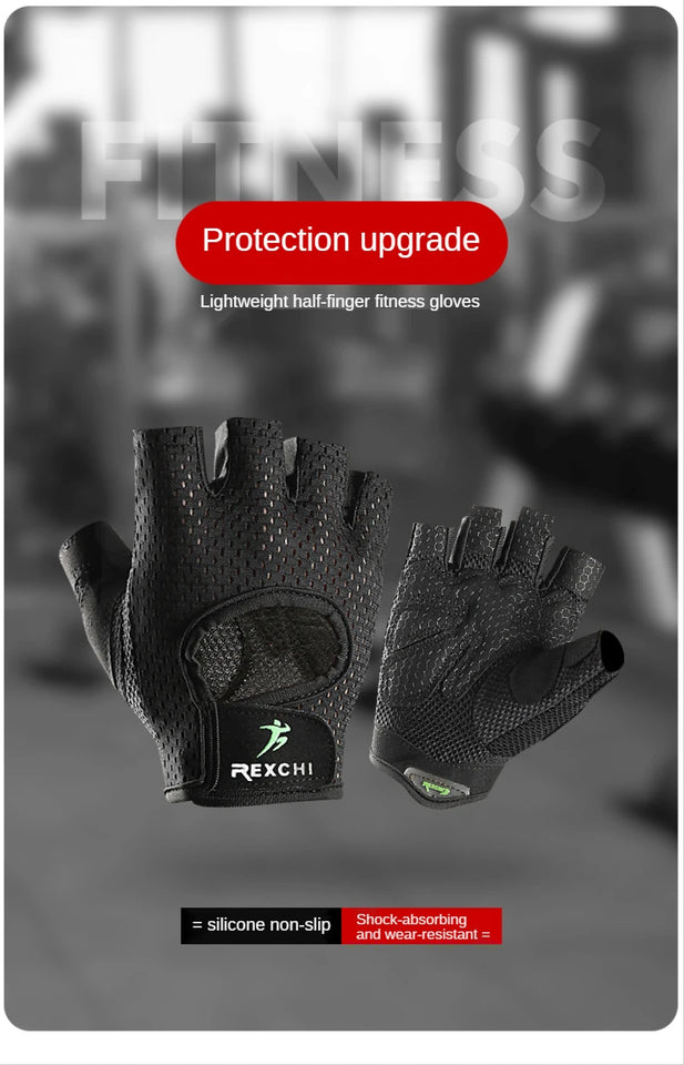 Fitness Gloves Men‘s GYM Dumbbell Exercise Sports Training Gloves Wrist Guard Half Finger Non-Slip Body Building  Cycling Gloves