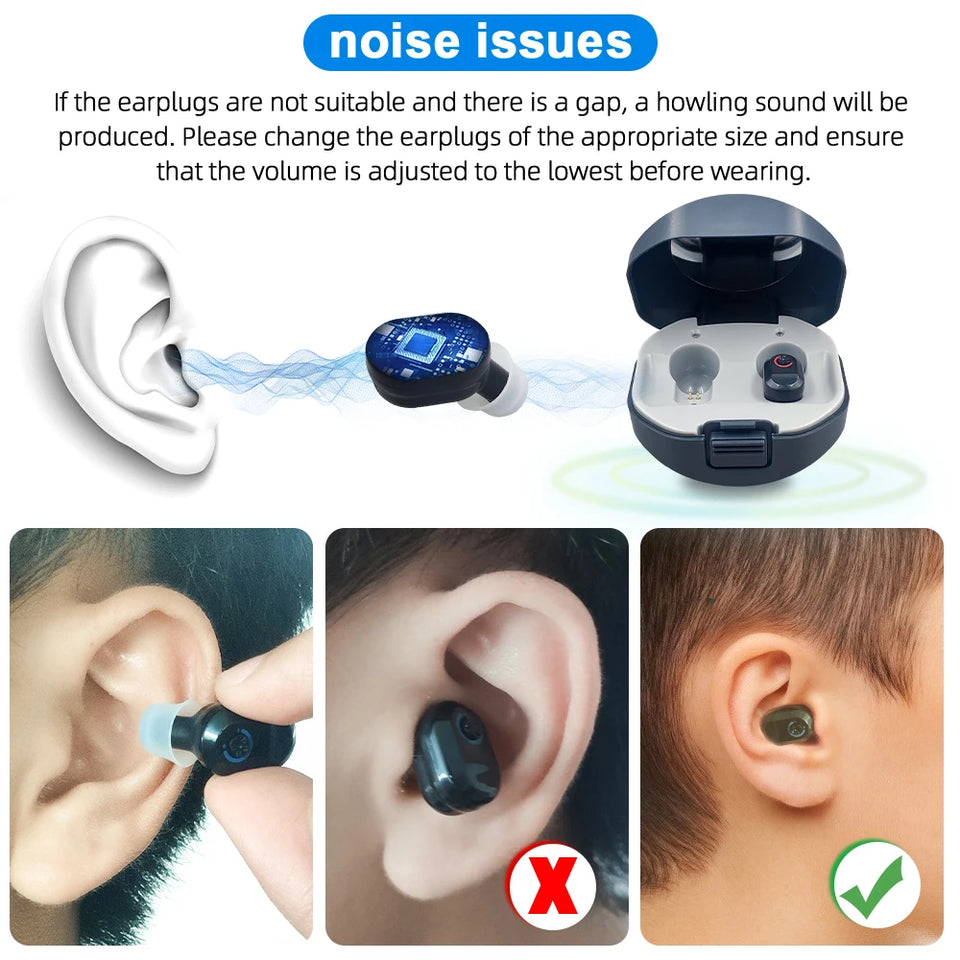 2024 new cheap Hearing Aids Rechargeable USB Deaf Help in Ear Invisible New Design a Pair Father Mother Gift