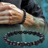 Volcanic Stone Bracelet for Men Lava Wooden 8mm Beads Bracelet Tibetan Buddha Wrist Chain Women Men Jewelry Gift New Bracelets