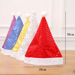 10 Pcs Coloured Decor Sequin Christmas Hats for Adult Children Xmas Merry Chiristmas Party Supplies Hats Decorations for Home