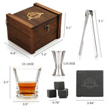 Whiskey Stones & Glasses Set, Granite Ice Cube For Whisky, Whisky Chilling Rocks In Wooden Box, Best Gift For Dad Husband Men