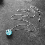 Chic Transparent Resin Rould Ball Moon Pendant Necklace Women Blue Sky White Cloud Chain Necklace Fashion Jewelry Gifts for Girl