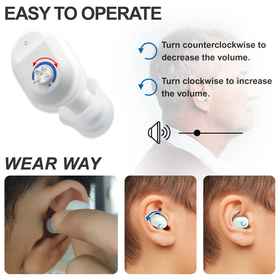 2024 new cheap Hearing Aids Rechargeable USB Deaf Help in Ear Invisible New Design a Pair Father Mother Gift