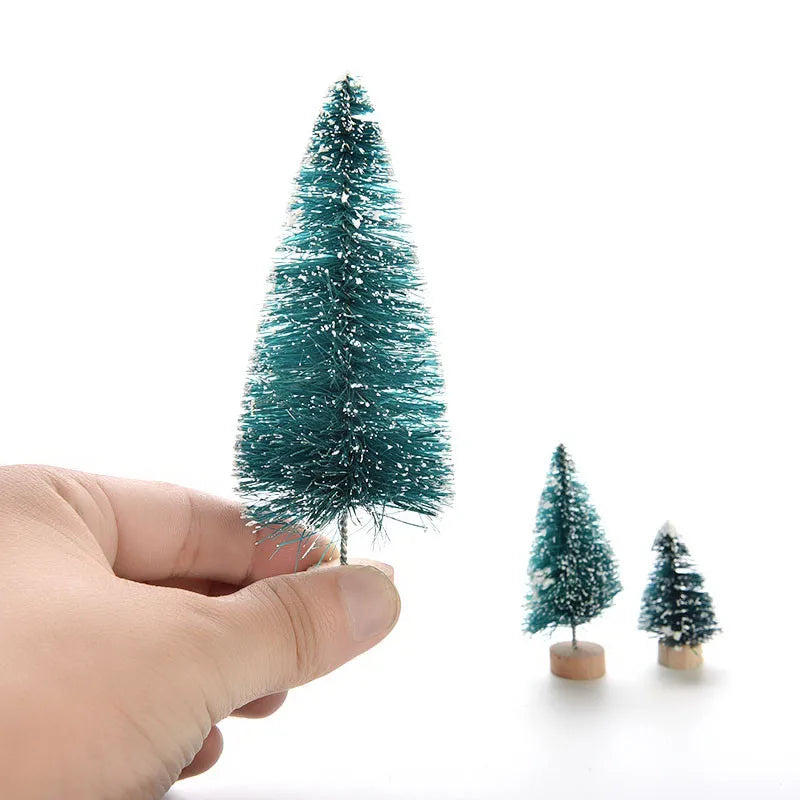 1/3/6 Pcs Miniature Christmas Tree Small Artificial Sisal Snow Landscape Architecture Trees for Christmas Crafts Tabletop Decor