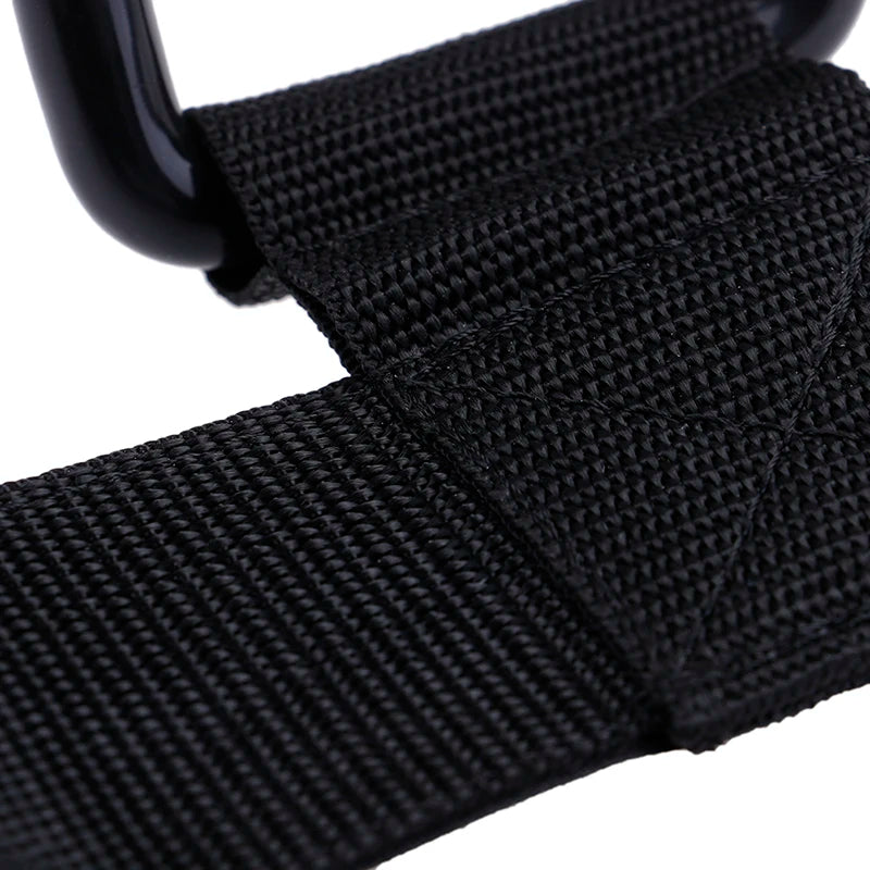 Adjustable Unisex Strong Steel Hook Grips Straps Weight Lifting Strength Training Gym Fitness Black Wrist Support Lift Straps