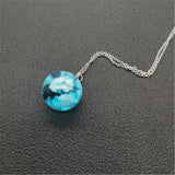 Chic Transparent Resin Rould Ball Moon Pendant Necklace Women Blue Sky White Cloud Chain Necklace Fashion Jewelry Gifts for Girl