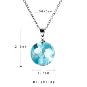 Manual Resin Ball Crescent Moon Chain Necklace Women Blue Sky White Cloud Necklace Fashion Jewelry Gift for Girlfriend Dropship