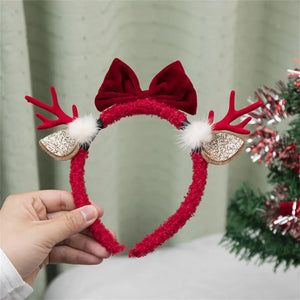 Christmas Hair Hoop Girls Plush Reindeer Antlers Deer Ear Christmas Party Cosplay Headbands Festival Hair Accessories Gifts