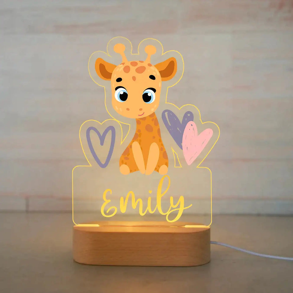 Personalized Children Animal Night Light Custom Name Acrylic Lamp For Baby Kids Bedroom Home Decoration Neonate Birthday  Gift