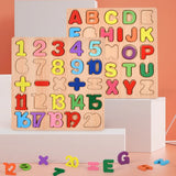 Wooden Jigsaw Puzzle Children Letters Numbers Board Pairing Puzzle Cognitive Montessori Early Educational Toys for Kids Gift