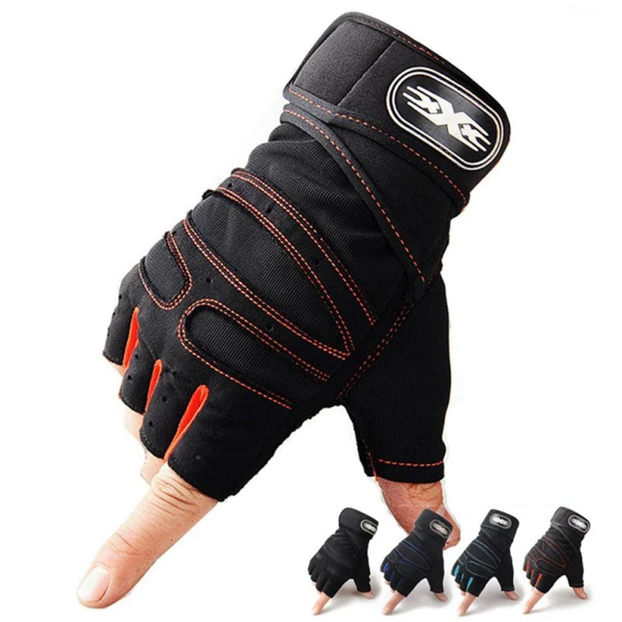 Workout Gloves for Men Women Weight Lifting Half Finger Glove with Wrist Wrap for Gym Sport Training Bicycle Motorcyclist Glove