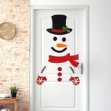 Christmas Door Window Stickers Felt Cloth Snowman Santa Claus Elk Wall Sticker Christmas Home Decoration Happy New Year 2024