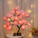 Table Lamp Flower Tree 24 Heads Rose Lamps Fairy Desk Night Lights USB Operated Gifts for Wedding Valentine Christmas Decoration