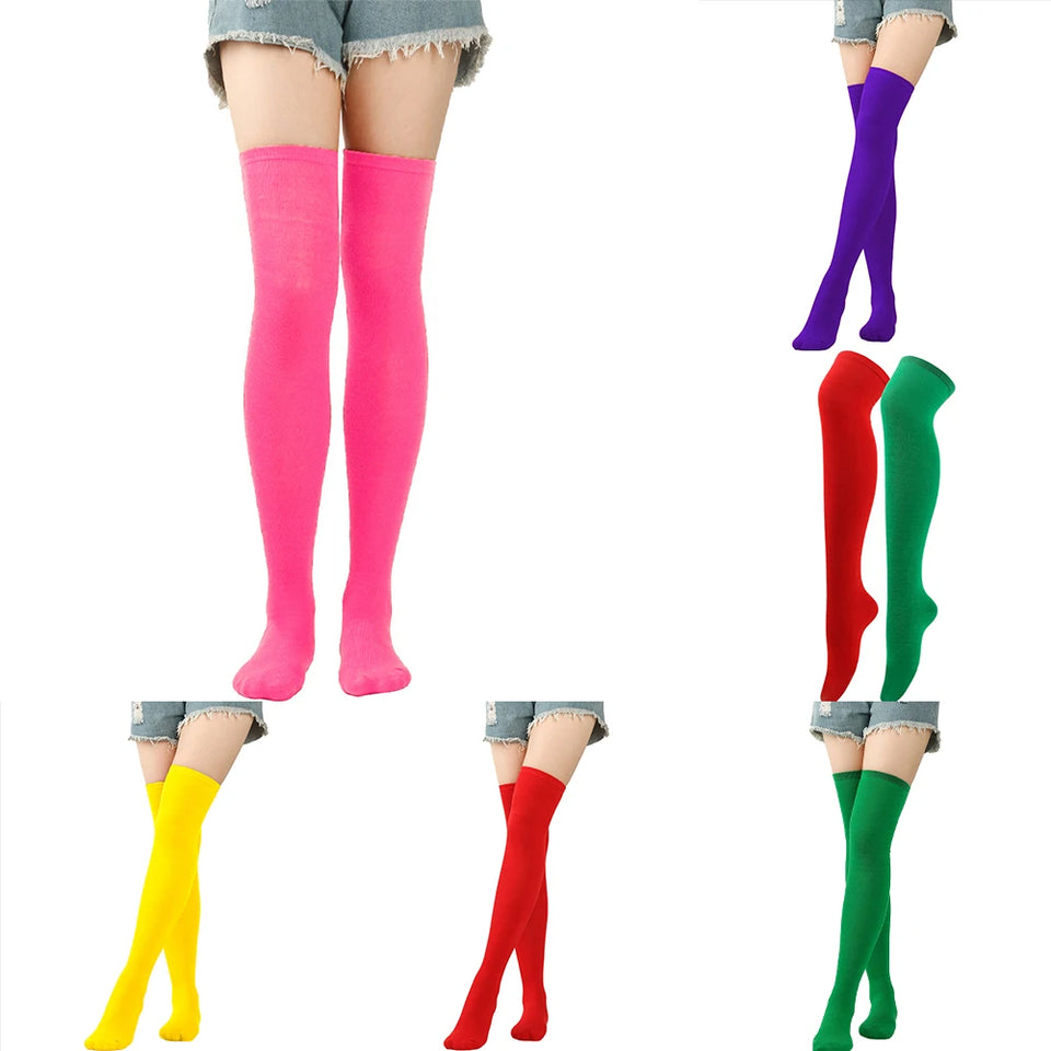 Chiristmas Women Stocking Candy Color Long Socks Warm Thigh High Overknee Decor Christmas Stylish Ladies Womens Silk Stockings