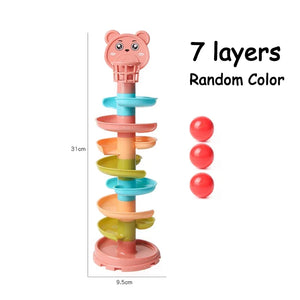 Baby Puzzle Track Turn Around  Track Rolling Ball Mental Sliding Ball Tower Education Assembling Toy Gift Stacking Toy for Kids