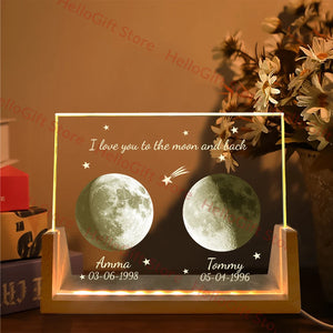 Custom Crystal Moon Lamp Personalized Engraving Customized Home Deco Family Lovers Mother Birthday Anniversary Souvenir Gift