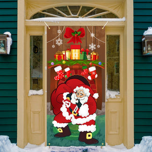 Christmas Door Christmas Door Cover Dog Xmas Tree Gift Decor Outdoor Photo Door Curtain Creative Christmas Hanging Cloth Blanket