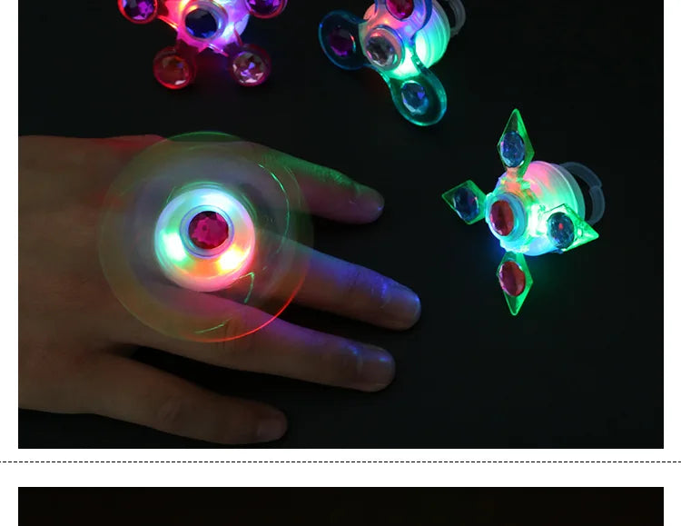 1PC Luminous Fingertip Spinner Toy Kids Fun Rotating Led Flash Glow Ring Party Glow-in-the-Dark Prop Finger Stress Relief Toys