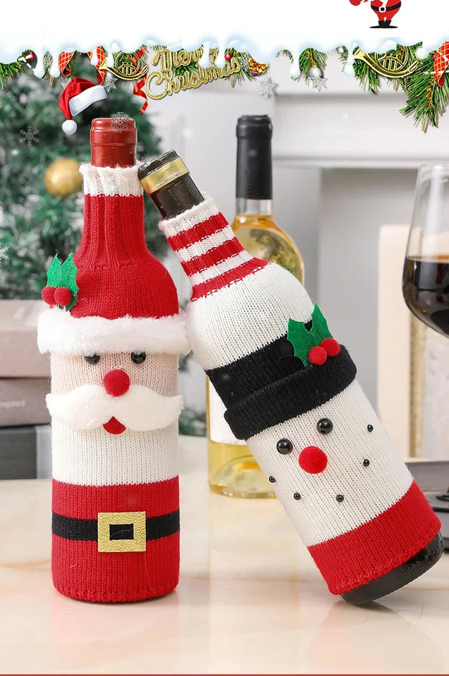 Christmas Decorations for Home Santa Claus Wine Bottle Cover Snowman Stocking Gift Holders Xmas Decor New Year