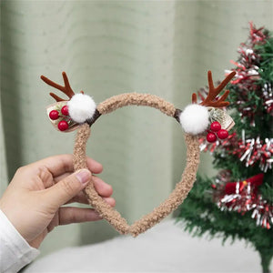 Christmas Hair Hoop Girls Plush Reindeer Antlers Deer Ear Christmas Party Cosplay Headbands Festival Hair Accessories Gifts