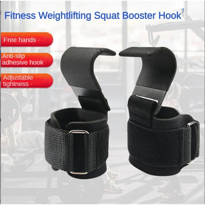 1pc Weight Lifting Hook Grips With Wrist Wraps Hand-Bar Wrist Strap Gym Fitness Hook Weight Strap Pull-Ups Power Lifting Gloves