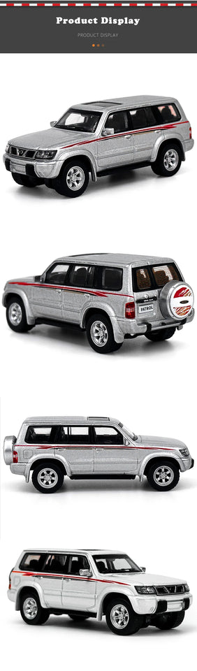 1:64 Scale Nissan Patrol 1998 Y61 Car Model 1:64 Metal Diecast Miniature Ariya X-trail Q50S Q70L QX70S QX60 QX80 Vehicle Toys