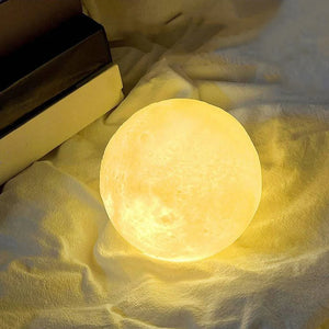 8cm Moon Ball Lamp LED Night Light With Plastic Stand Battery Powered Starry Lamp Bedroom Decor Bedside Night Lights Kids Gifts