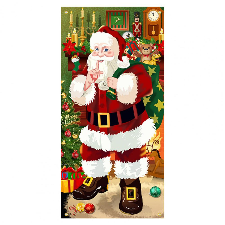 Christmas Door Christmas Door Cover Dog Xmas Tree Gift Decor Outdoor Photo Door Curtain Creative Christmas Hanging Cloth Blanket