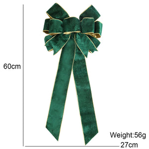 1pc 60CM Christmas Bow Wire Trimmed Flannelette Retro Ribbon Bow-Knot Pendant Christmas Decoration Supplies 4 Color Optional