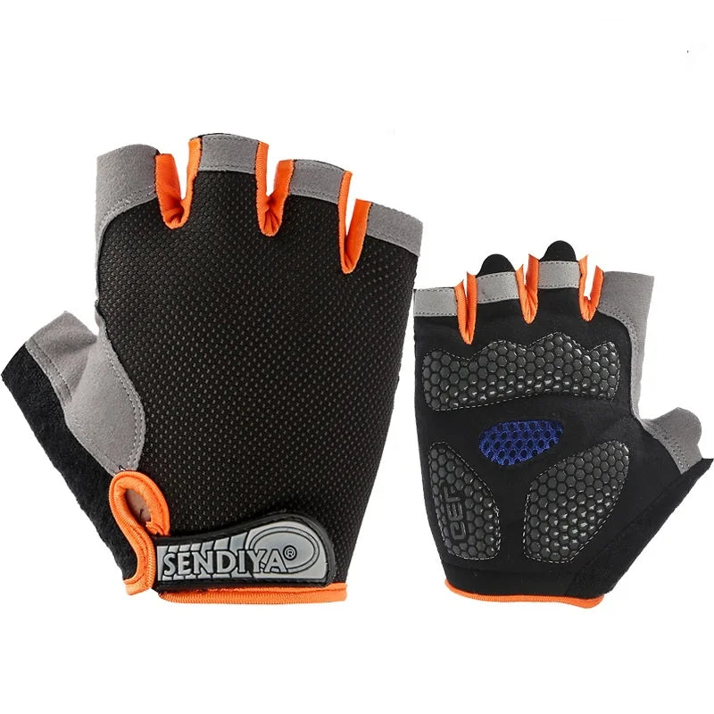 Gym Anti Slip Half Finger Gloves Breathable Dumbbells Gloves Men Women Elastic Shock Exercise Sports gloves for Cycling Bicycle