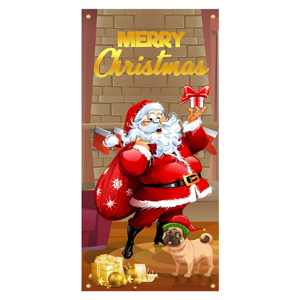 Christmas Door Christmas Door Cover Dog Xmas Tree Gift Decor Outdoor Photo Door Curtain Creative Christmas Hanging Cloth Blanket