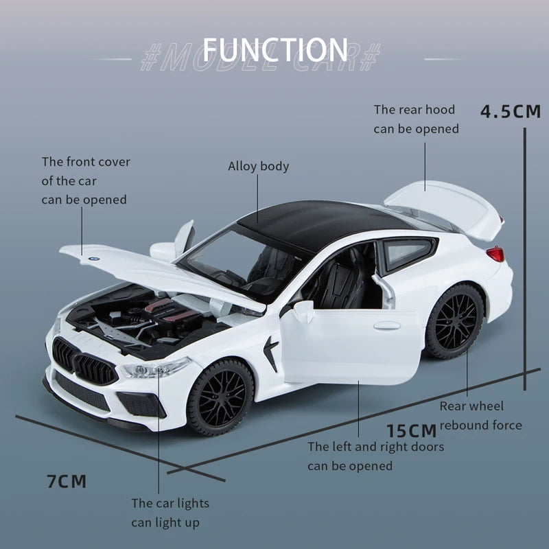 1:32 M8 IM Supercar Alloy Model Car Toy Diecasts Premium Casting Sound and Light For Children High Simulation Vehicle Boys Motor