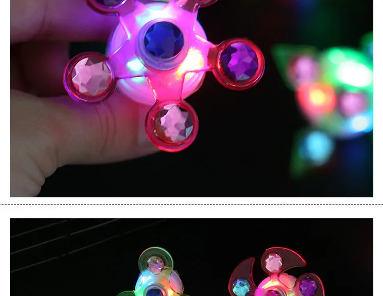 1PC Luminous Fingertip Spinner Toy Kids Fun Rotating Led Flash Glow Ring Party Glow-in-the-Dark Prop Finger Stress Relief Toys