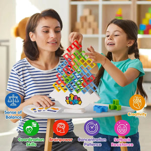 64PCS Tetra Tower Fun Balance Stacking Building Blocks Board Game for Kids Adults Friends Team Dorm Family Game Night and Partie