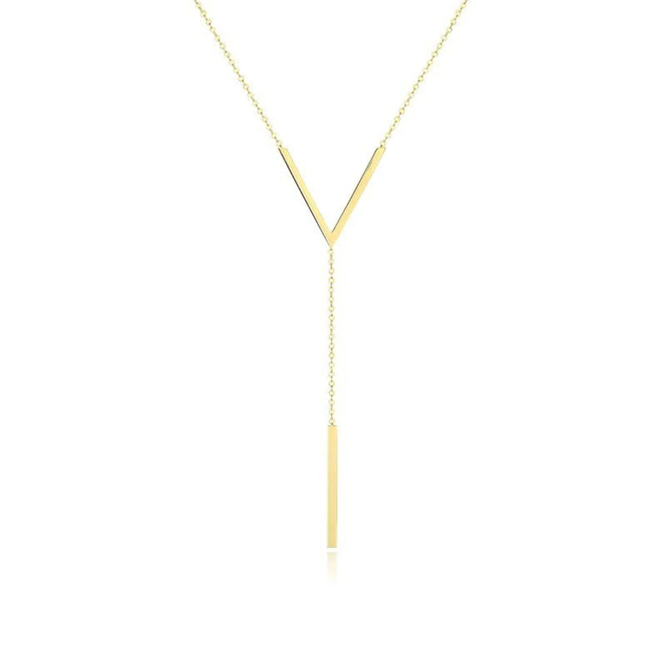 SUMENG New V-shaped Long Sexy Clavicle Gold Colour Chain Necklace Choker for Women 2024 Fashion Jewelry Party Gifts