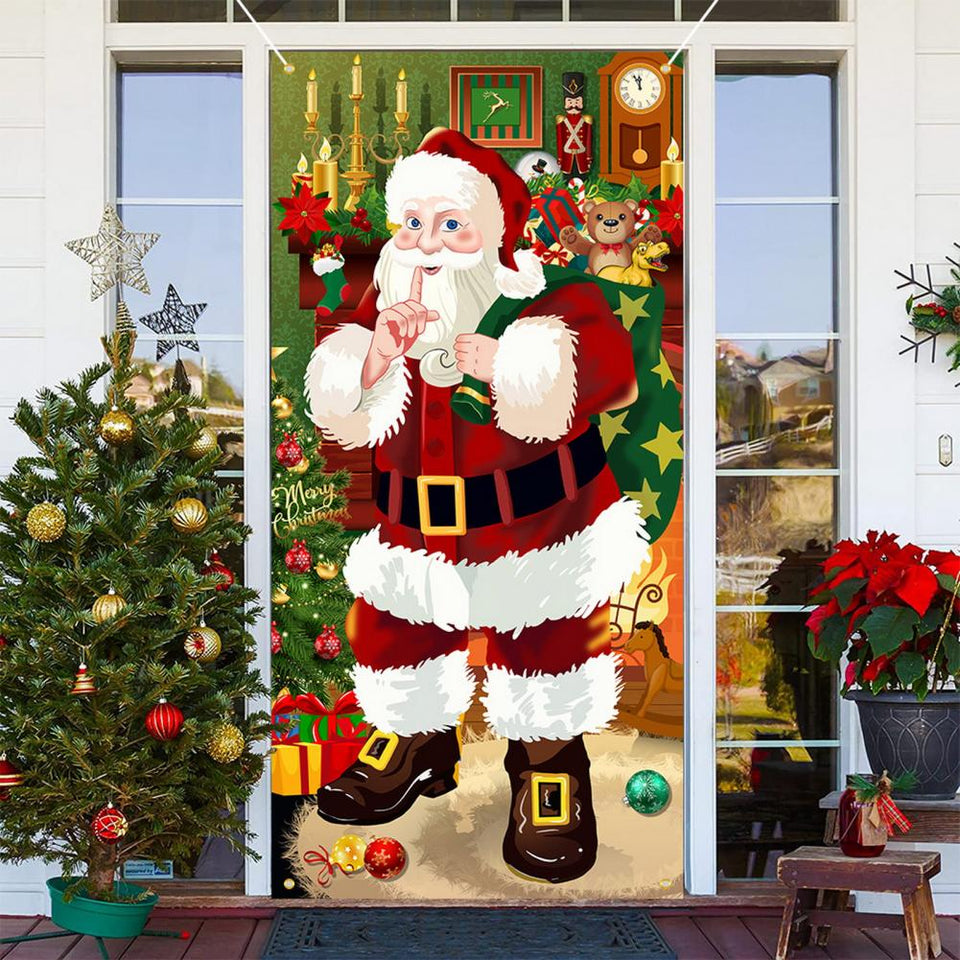 Christmas Door Christmas Door Cover Dog Xmas Tree Gift Decor Outdoor Photo Door Curtain Creative Christmas Hanging Cloth Blanket