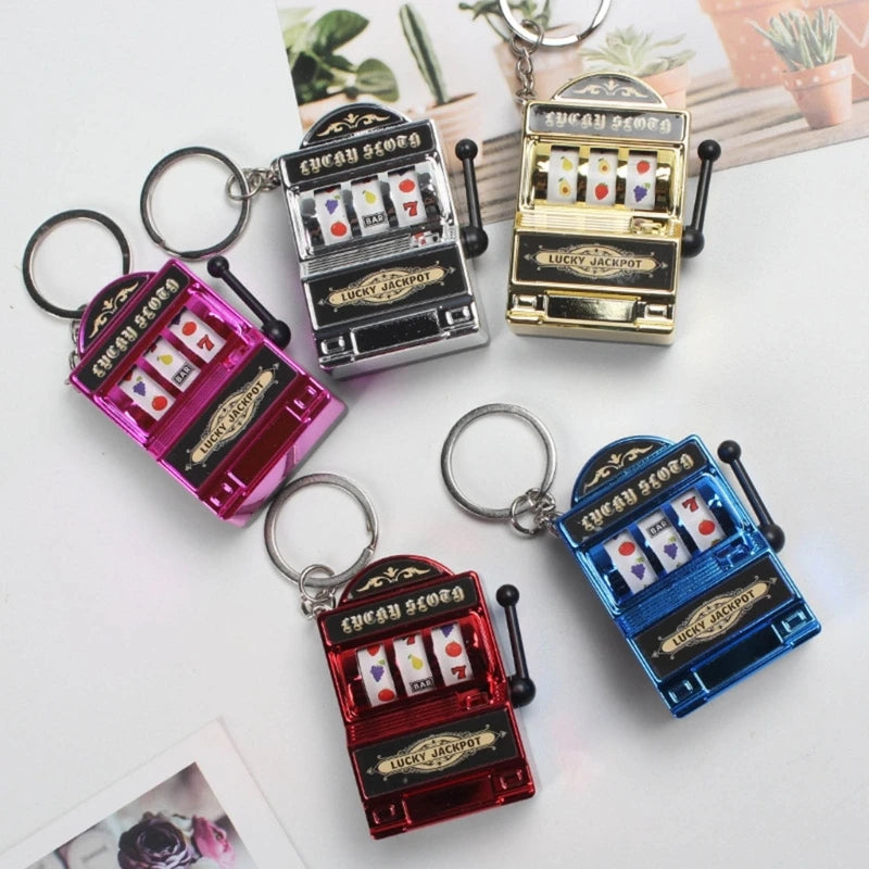 Mini Casino Lucky Charm Jackpot Keychains Handbags Charm Pendant Keychain Novelty Gifts for Women Men