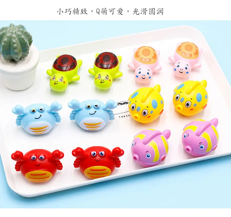 1pcs Wind Up Toys for Children Cute and Fun Crab Turtle Fish Baby Marine Animal Spinning Bike Kindergarten  Activity Small Gift