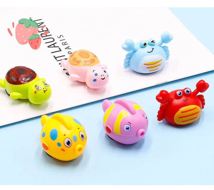 1pcs Wind Up Toys for Children Cute and Fun Crab Turtle Fish Baby Marine Animal Spinning Bike Kindergarten  Activity Small Gift