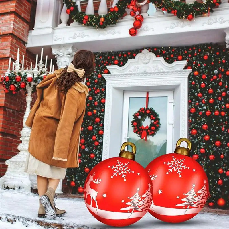 Christmas Decorative Ball 24 Inch Giant Xmas Ball PVC Inflatable Decorated Ball For Chiristmas Party Indoor Outdoor Decoration