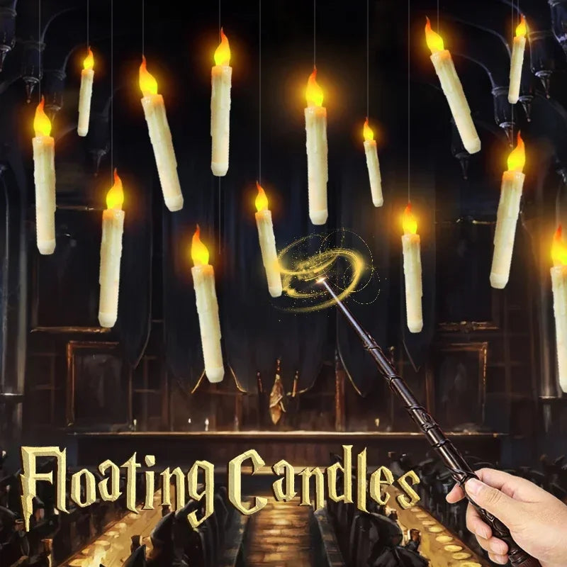 12pcs LED Floating Candles Light With Magic Wand Electronic Flameless Candle For Wedding Party Christmas Decoration Navidad