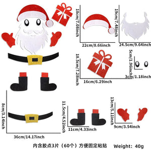 Christmas Door Window Stickers Felt Cloth Snowman Santa Claus Elk Wall Sticker Christmas Home Decoration Happy New Year 2024