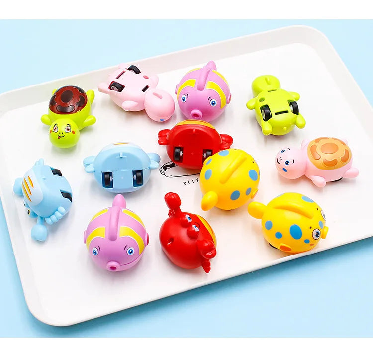 1pcs Wind Up Toys for Children Cute and Fun Crab Turtle Fish Baby Marine Animal Spinning Bike Kindergarten  Activity Small Gift