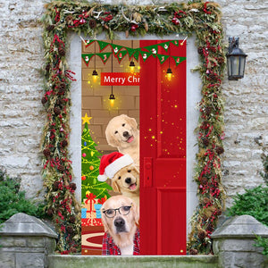 Christmas Door Christmas Door Cover Dog Xmas Tree Gift Decor Outdoor Photo Door Curtain Creative Christmas Hanging Cloth Blanket