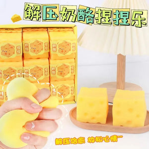 New Cute Transparent Cube Cheese Soft Toy Mochi Dessert Squeeze Party To Sensory Squeeze Pinching Silky Toy Simulation Toy Gift