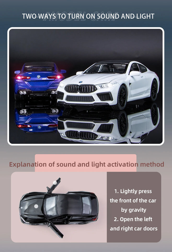 1:32 M8 IM Supercar Alloy Model Car Toy Diecasts Premium Casting Sound and Light For Children High Simulation Vehicle Boys Motor