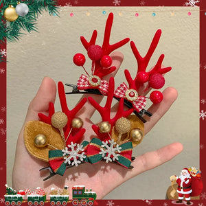 Christmas Hair Clips Girls Elk Ear Hairpins Santa Snowman Barrette For Kids Hair Accessorie Cosplay Headwear Xmas New Year Party