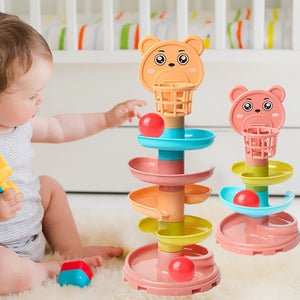 Baby Puzzle Track Turn Around  Track Rolling Ball Mental Sliding Ball Tower Education Assembling Toy Gift Stacking Toy for Kids