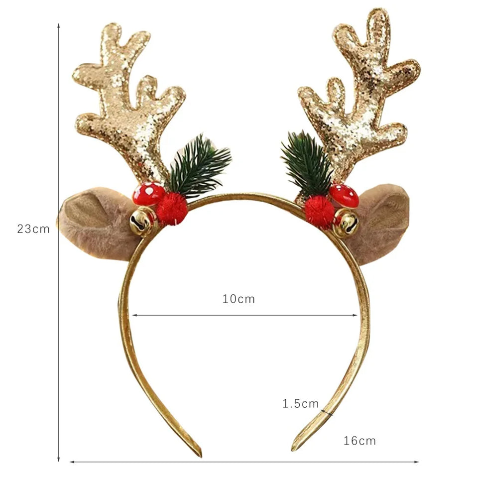 Christmas Hair Hoop Girls Plush Reindeer Antlers Deer Ear Christmas Party Cosplay Headbands Festival Hair Accessories Gifts